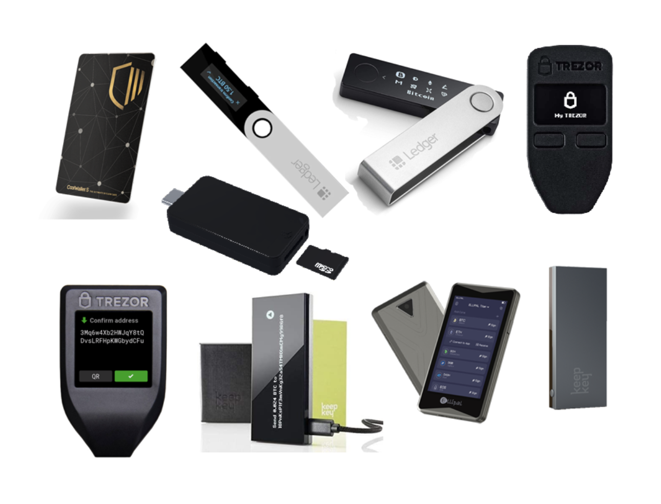 Various crypto hardware wallets you can purchase.